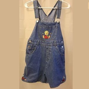 VIntage Looney Tunes Tweety Denim Overall Shorts